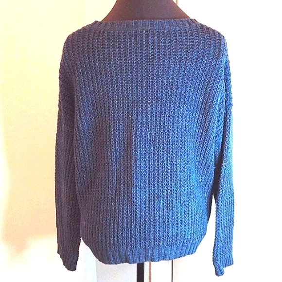 Margaret O'Leary Women's Blue Ribbed Knit 100% Cotton Pullover Sweater Med EUC - Picture 4 of 6